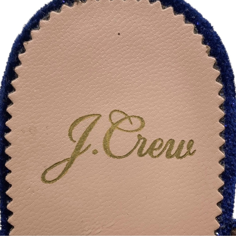 J. Crew Womens Shoes Harlow Heels Sz 7.5 Blue Silver Glitter Party Italy Glam - Picture 10 of 15